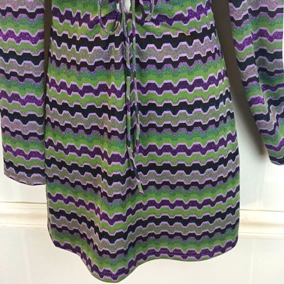 Zara Only one metallic multicolored long sleeve boho mini dress size small - Picture 5 of 12